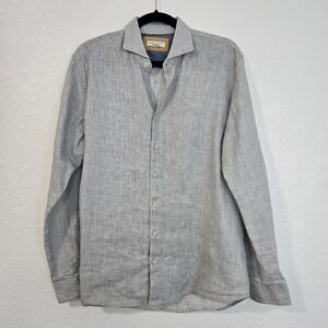Singer Sargent Los Angeles Mens Grey Linen Button Up Shirt Size Medium